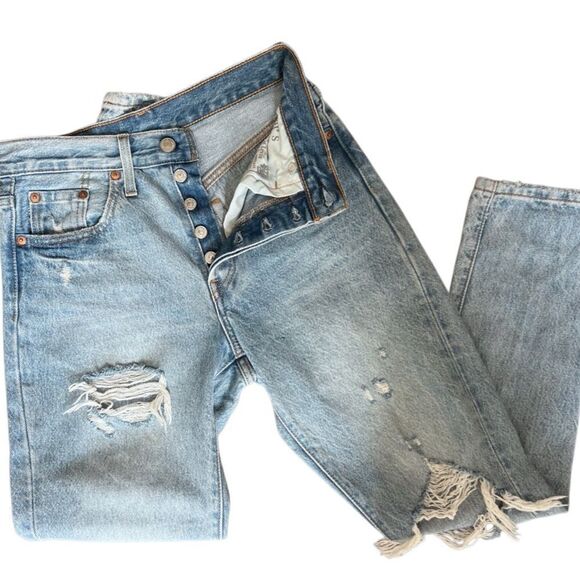 501 Levi’s skinny high waist distressed size W24 L28 - Picture 9 of 15